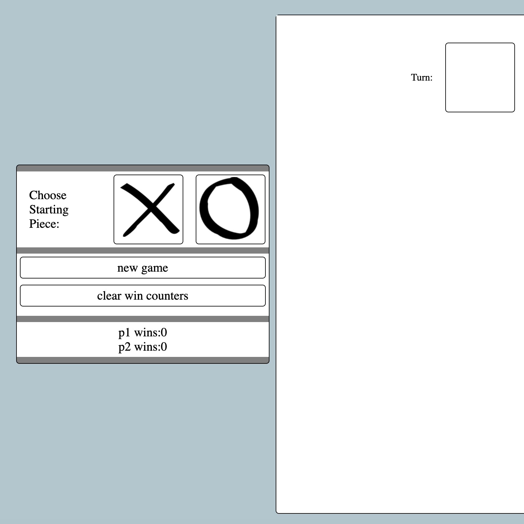 screenshot of javascript tictactoe game